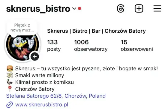 Profil Sknerus Bistro wcześniej: 1006 obserwujących
